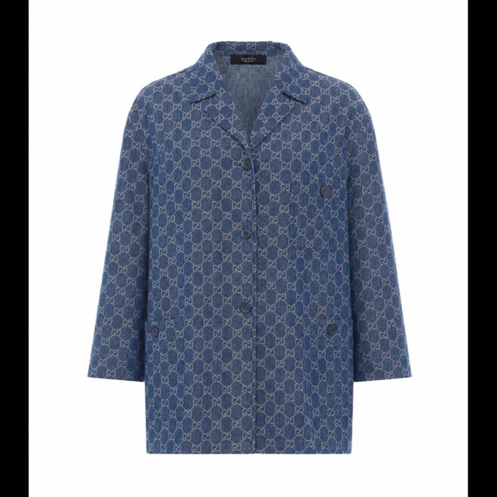 Gucci Women Gg Jacquard Denim Jacket